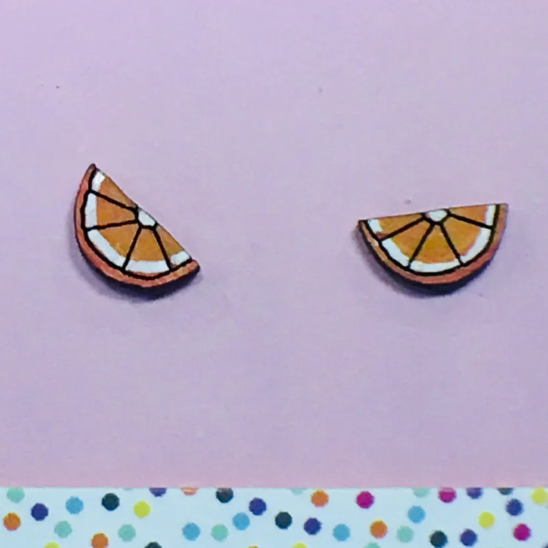 High-fashion earrings for red carpet events-Studs: Orange Slice