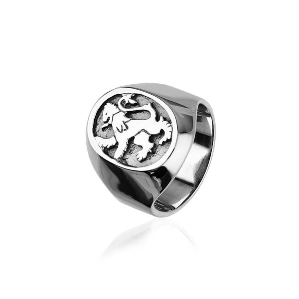 Elegant sapphire and diamond rings for luxury lovers-Lion Rampant Sterling Silver Signet Ring R79