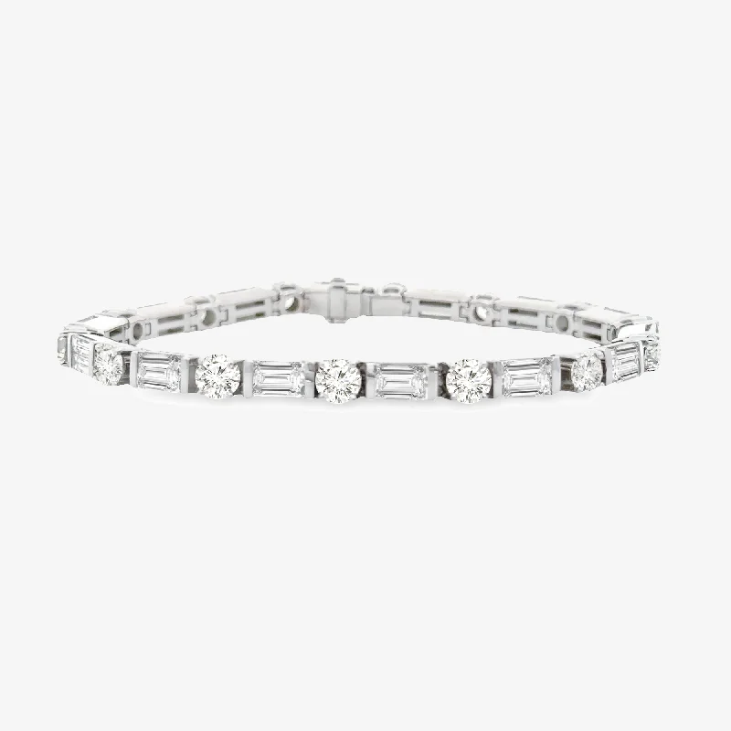 Sparkling tennis bracelets for elegant occasions-10.20CT Round & Baguette Diamond Tennis Bracelet