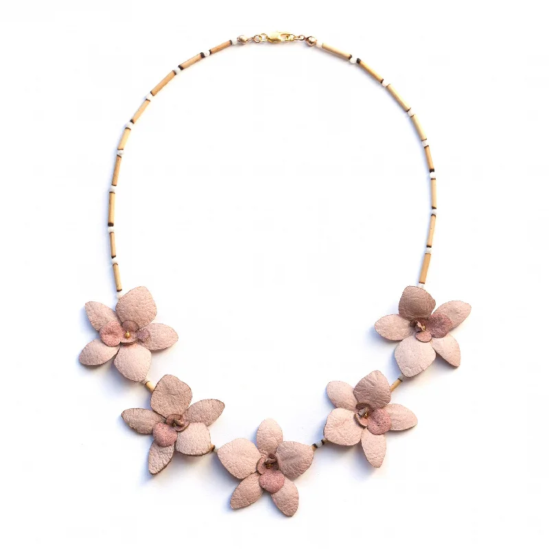 Beaded necklaces for boho-chic style-ORCHID BAMBOO . necklace