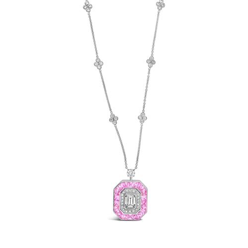 Unique gemstone necklaces for vibrant accents-Diamond & Pink Sapphire Necklace