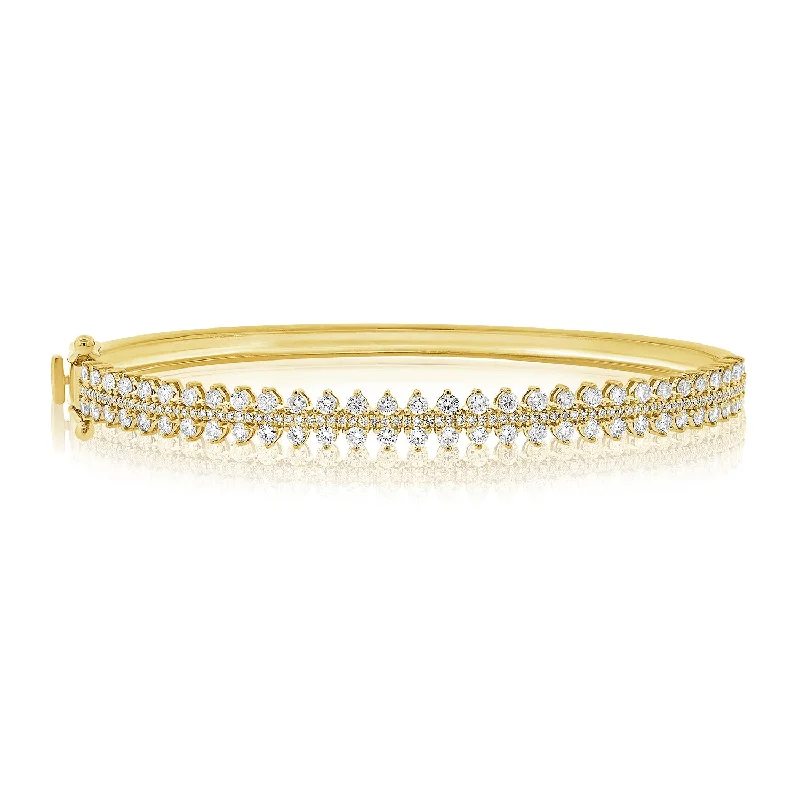 Indian-inspired bangles for traditional style-14K Yellow Gold Diamond Bangle