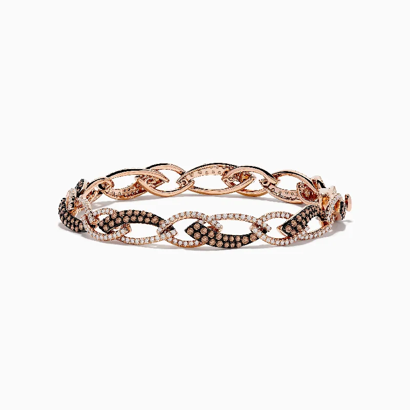 Vintage-inspired bracelets for a classic look-14K Rose Gold Espresso and White Diamond Tennis Bracelet 3.33 TCW