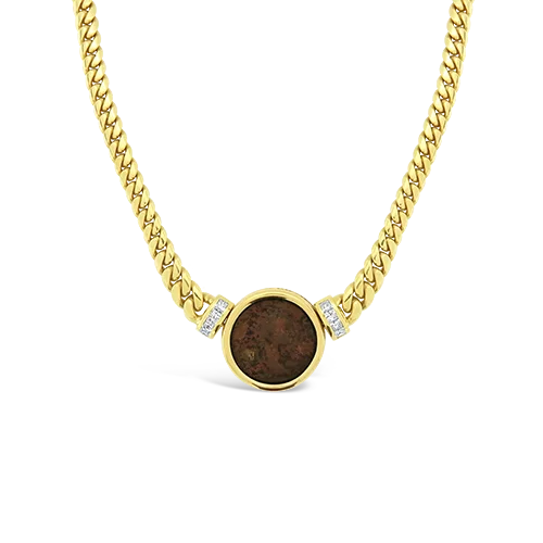 Layered necklaces for trendy looks-Gold & Diamond Coin Necklace