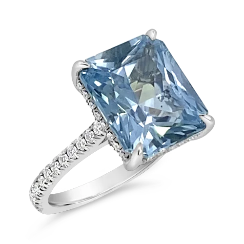 Vintage-style rings for collectors-Light Blue Sapphire & Diamond Ring