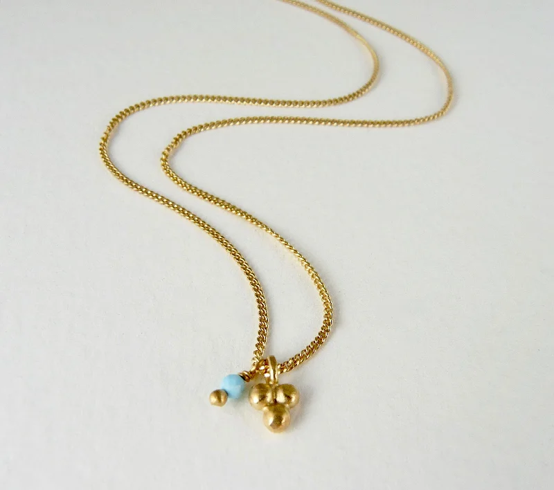 Simple gold necklaces for minimalist elegance-Delicate Triple Granulation Necklace with Turquoise