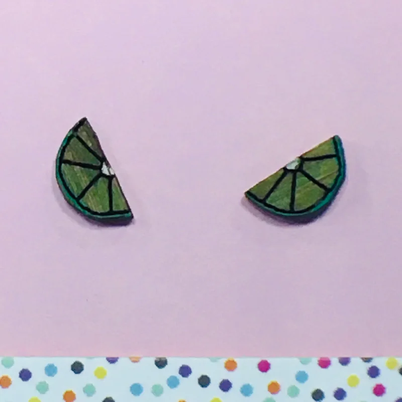 Colorful enamel earrings for a fun and lively look-Studs: Lime Slice