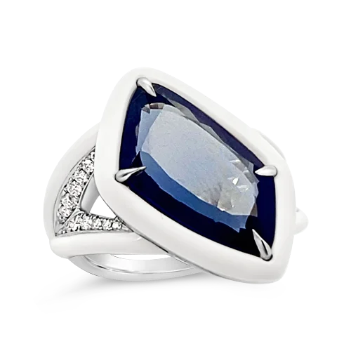 Elegant emerald rings for sophisticated style-Kashmir Sapphire & Diamond Ring