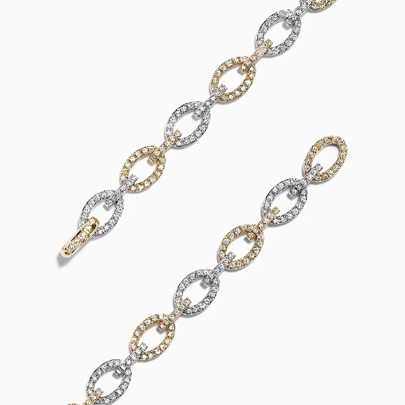 Leather bracelets for rugged charm-Duo 14K 2 Tone Gold Diamond Link Tennis Bracelet, 1.52 TCW