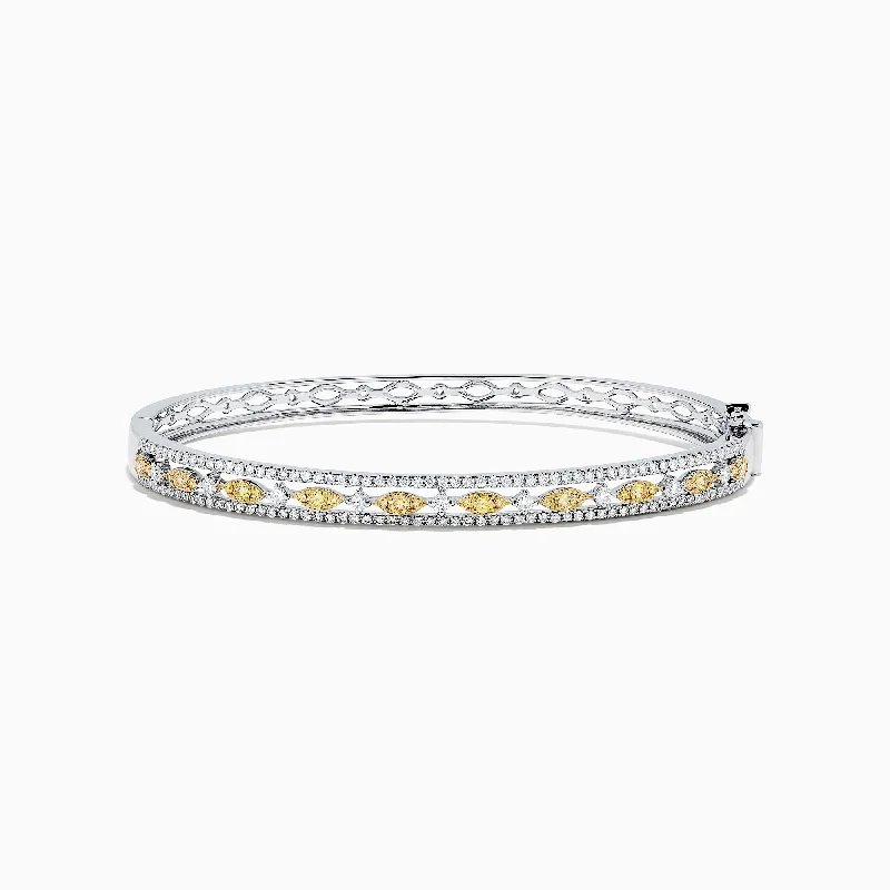 Custom gemstone bracelets for personalized beauty-Canare 14K White Gold Yellow and White Diamond Bangle, 1.27 TCW