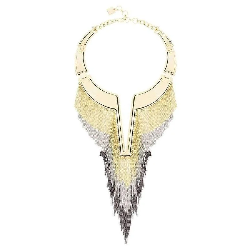 Sterling silver necklaces for everyday wear-Chain Fringe Plate Collar Necklace