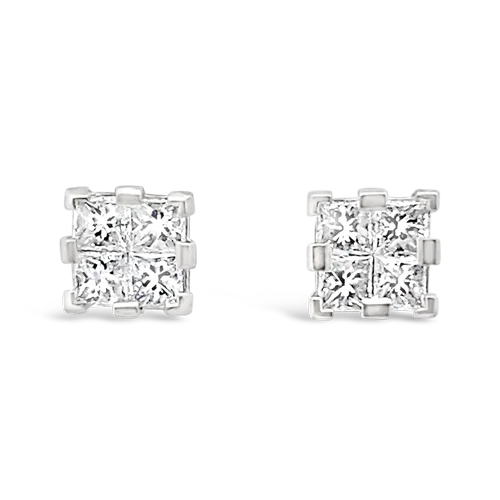 Swarovski crystal earrings for sparkle and shine-Princess cut Diamond Earrings