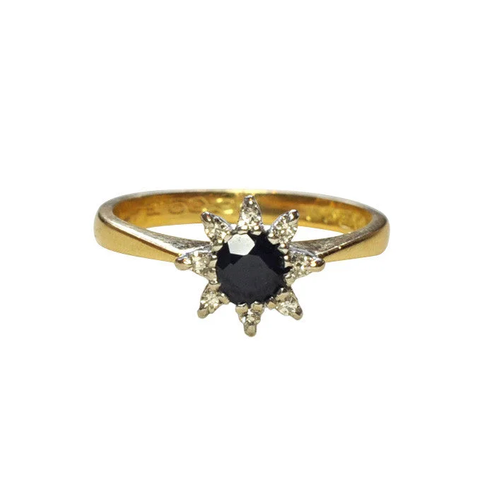 Vintage gemstone rings for collectors-Diamond & Sapphire Star Ring