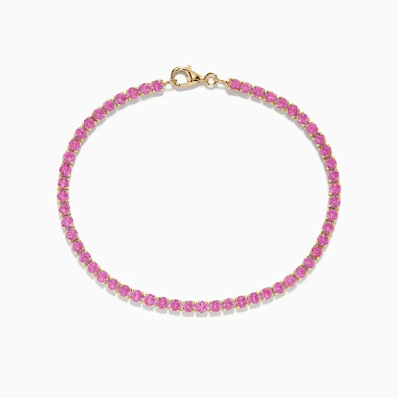 Stainless steel bracelets for a modern, durable style-14K Yellow Gold Pink Sapphire Tennis Bracelet