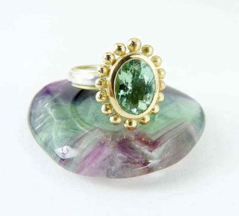 Stackable birthstone rings for meaningful gifts-Mint Tourmaline Courtesan Ring