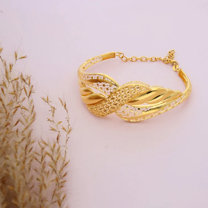 Geometric bangles for modern fashion lovers-Gold Filigree Wrap Design Bangle 21KT - FKJBNG21KM9707