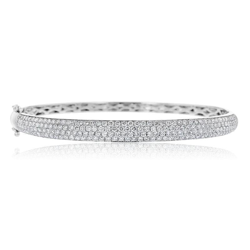 Adjustable bangles for a comfortable fit-14KT WHITE GOLD 2.29 CTW DIAMOND BANGLE BRACELET