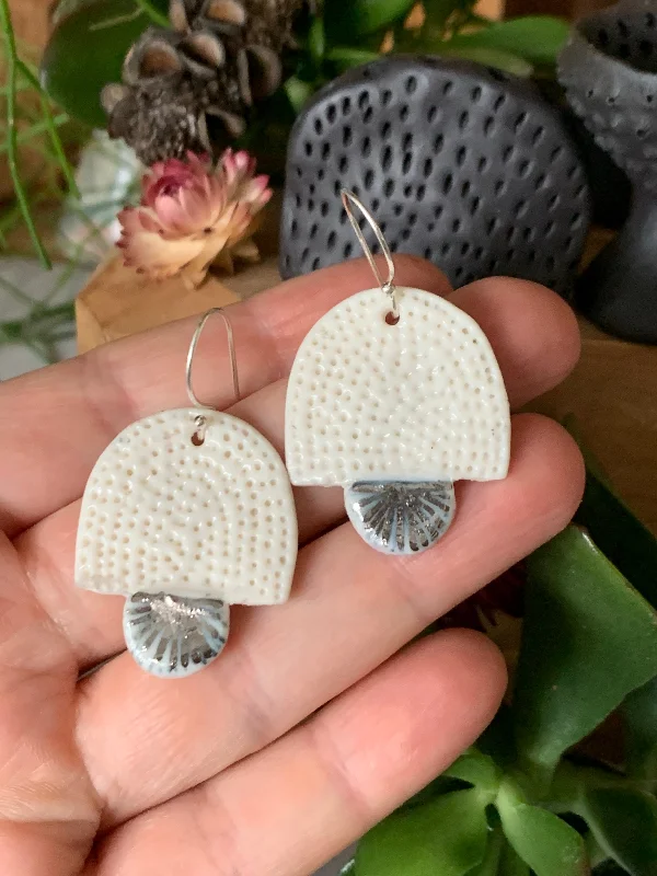 Eco-friendly earrings made from sustainable materials-‘Coral dot’ with silver porcelain earrings