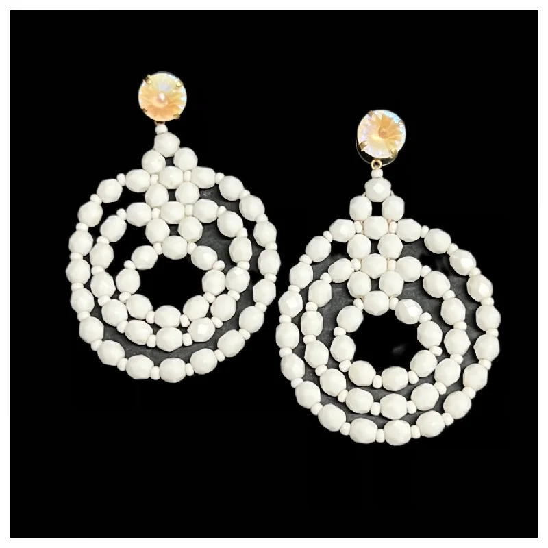 Modern drop earrings for chic outfits-Veneda Earrings White Shimmer