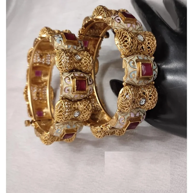 Elegant gold bangles for special occasions-Akruti Collection Copper Gold Plated Bangle Set