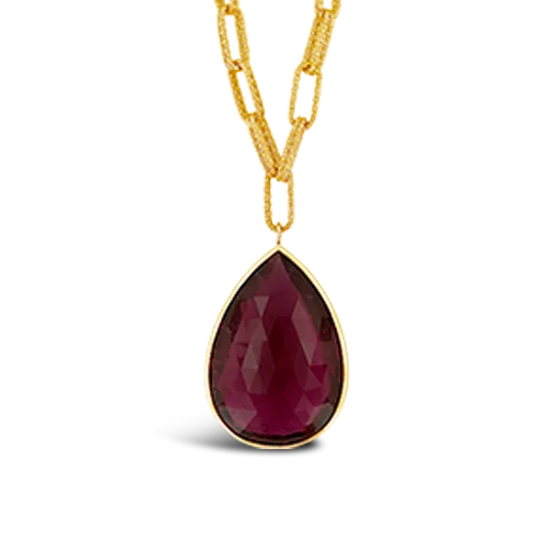 Elegant crystal necklaces for formal occasions-Briolette Rubellite Necklace