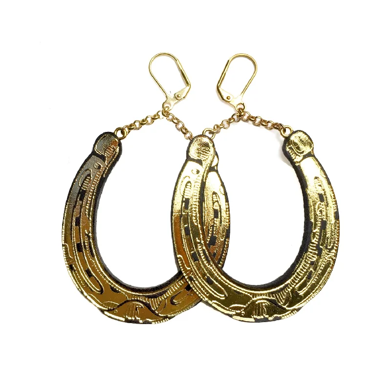 Minimalist bar earrings for a sleek and simple style-LUCKY HORSESHOE . earrings