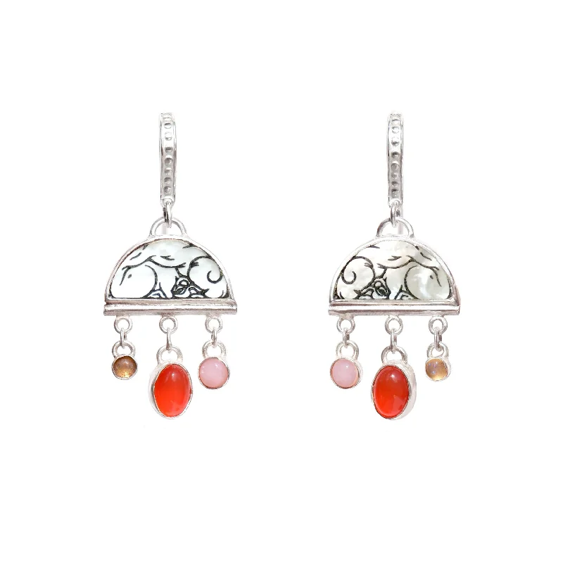 Silver earrings with delicate detailing-BOMBELLI . Half Moon Jewel Drop Earrings