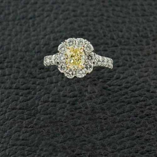 Gold wedding bands for timeless elegance-Yellow Diamond Halo Ring