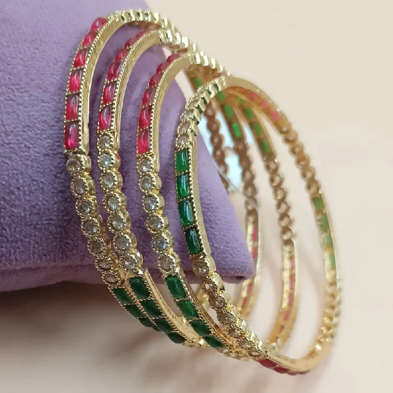 Adjustable bangle sets for a comfortable fit-Padmawati Bangles Gold Plated Pota Stone Openable Bangles Set