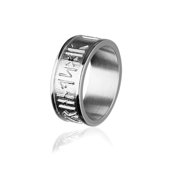 Custom birthstone rings for meaningful designs-Runic Silver Ring XR236