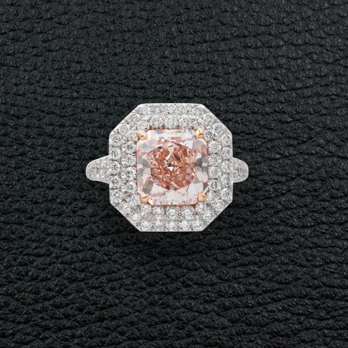 Affordable gemstone rings for budget-friendly luxury-Fancy Orange-Pink Diamond Ring