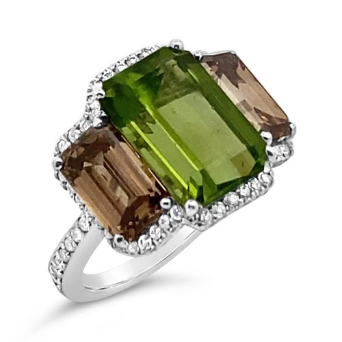 Adjustable rings for a perfect fit-Peridot & Brown Diamond Ring