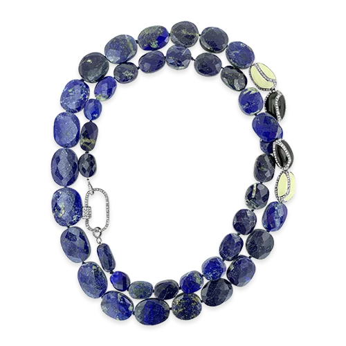 Unique gemstone necklaces for vibrant accents-Lapis & Brown Diamond Necklace