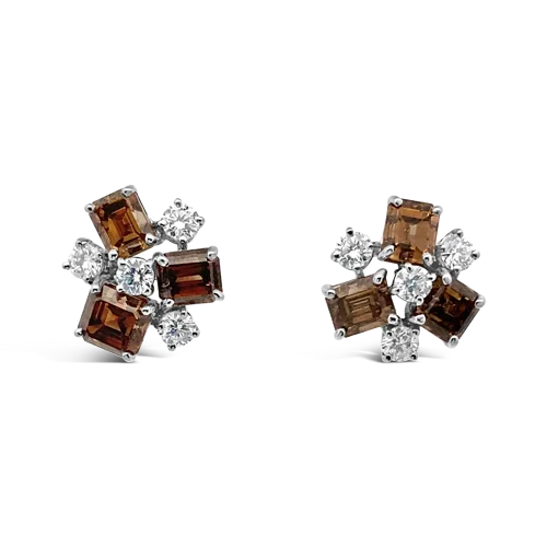 Statement ear cuffs for trendy looks-Brown & White Diamond Earrings