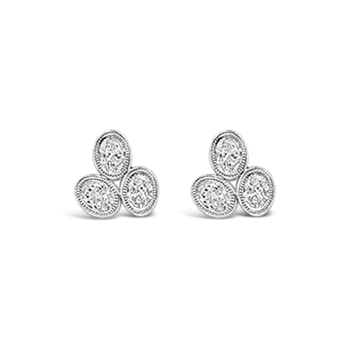 Fashionable ear cuffs for a trendy look-Triple Oval Diamond Earrings