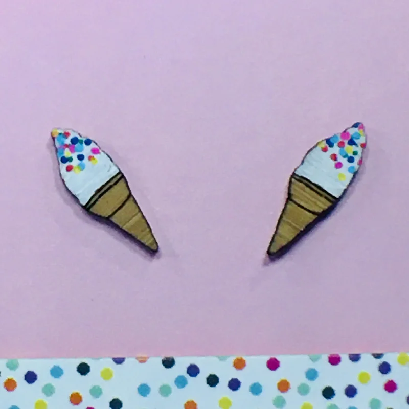 Swarovski crystal earrings for sparkle and shine-Studs: Ice Cream