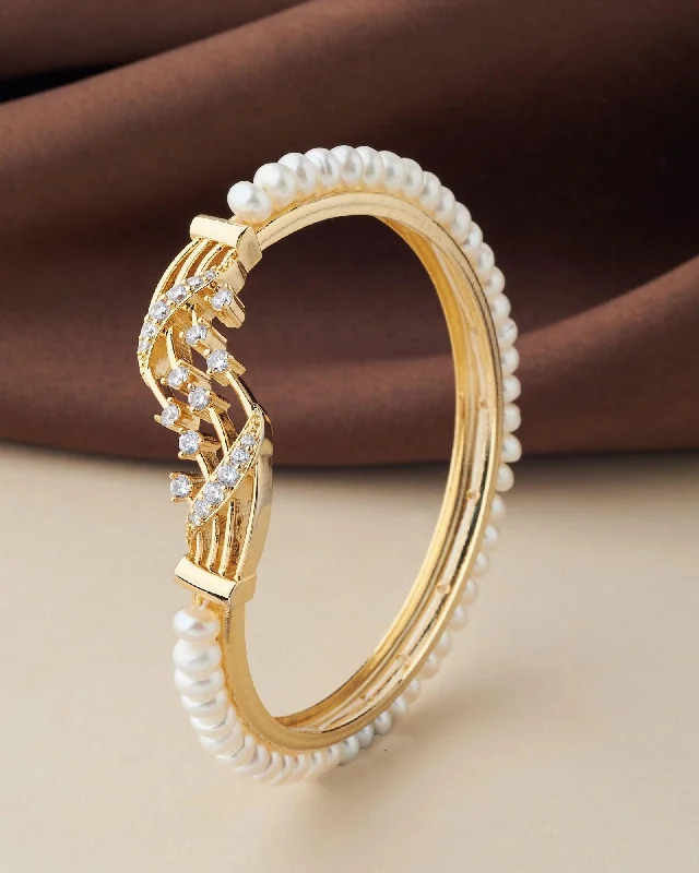 Custom design bangles for a personal touch-Trendy Real Pearl Bangle