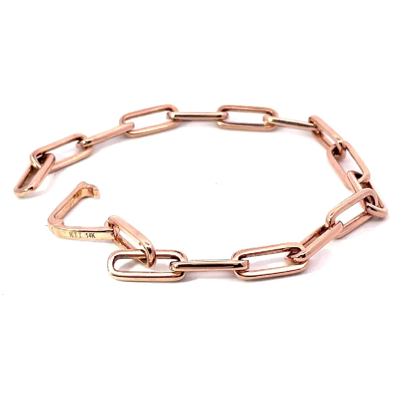 Stainless steel bracelets for sleek and modern style-HEAVY 14 KARAT ROSE GOLD 5.4MM PAPERCLIP BRACELET