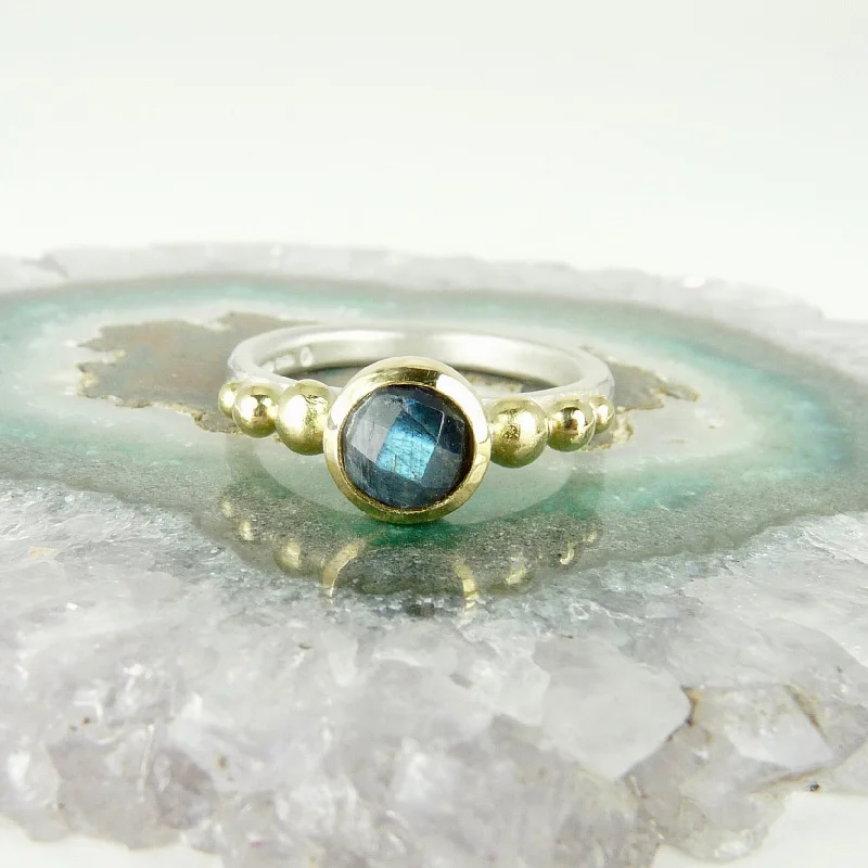 Custom rings with intricate designs for unique gifts-Labradorite Tourmaline Granulation ring