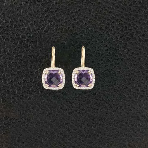 Elegant stud earrings for everyday elegance-Amethyst & Diamond Earrings