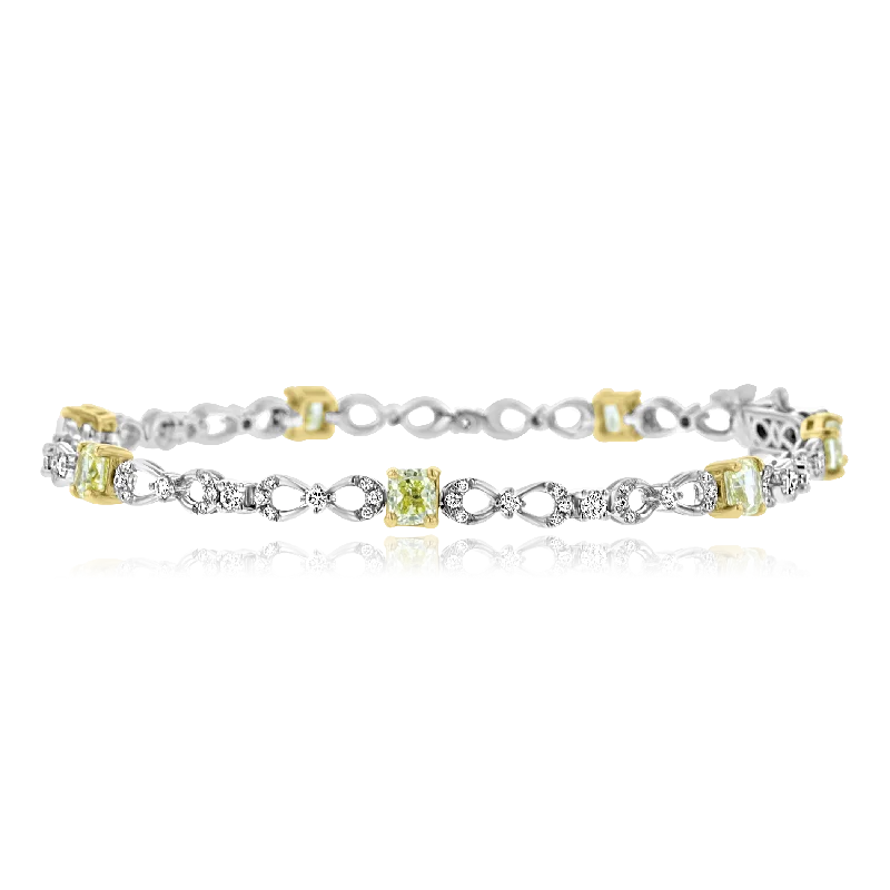 Adjustable friendship bracelets for versatile gifting-14KT WHITE GOLD 2.35CTW YELLOW & 0.85CTW DIAMOND BRACELET