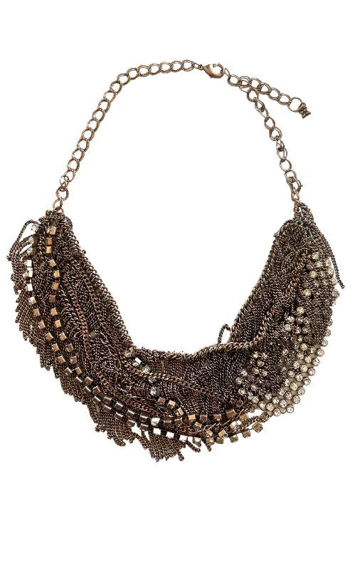 Layered pendant necklaces for trendy, chic looks-Rhinestone Fringe Necklace