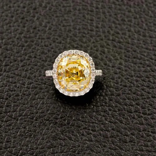 Personalized rings with engraved messages for love-Fancy Intense Yellow Diamond Engagement Ring