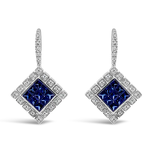 Sterling silver earrings with chic designs-Sapphire & Diamond Dangle Earrings