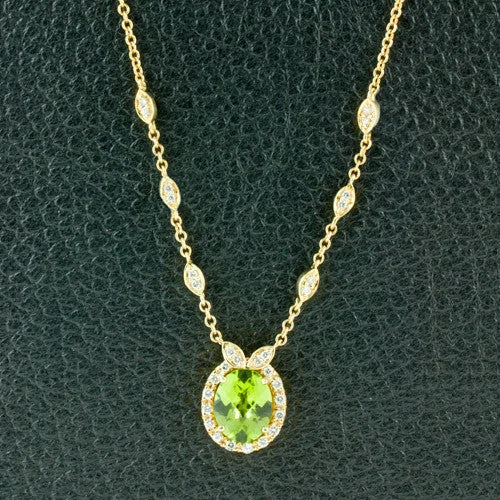 Custom necklace with your favorite symbol-Peridot & Diamond Necklace