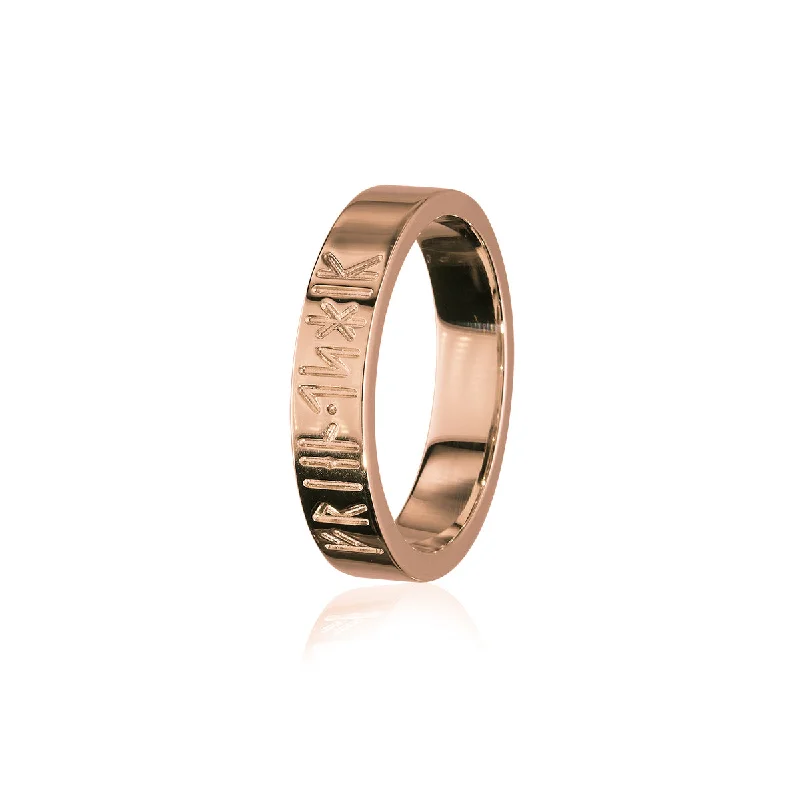 Custom promise rings for lasting relationships-Runic Rose Gold Ring RXR263