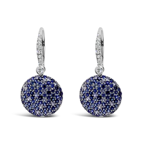 Luxury crystal earrings for upscale occasions-Sapphire & Diamond Dangle Disc Earrings