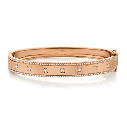 Elegant crystal bangles for a glamorous touch-14KT GOLD 0.55 CTW DIAMOND 7 SQUARE BANGLE BRACELET