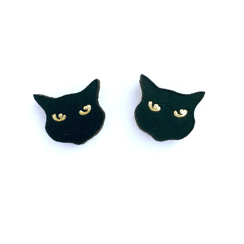 Trendy drop earrings for evening wear-LITTLE BLACK CAT . studs