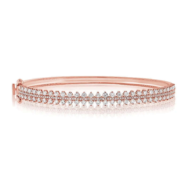 Custom name bangles for unique accessories-14K Rose Gold Diamond Bangle